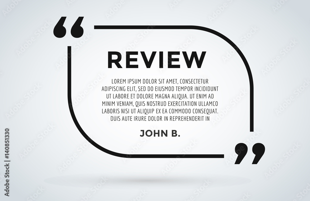 Website review quote citation blank template vector icon comment customer circle paper information text chat citing description dialog discussion - obrazy, fototapety, plakaty 