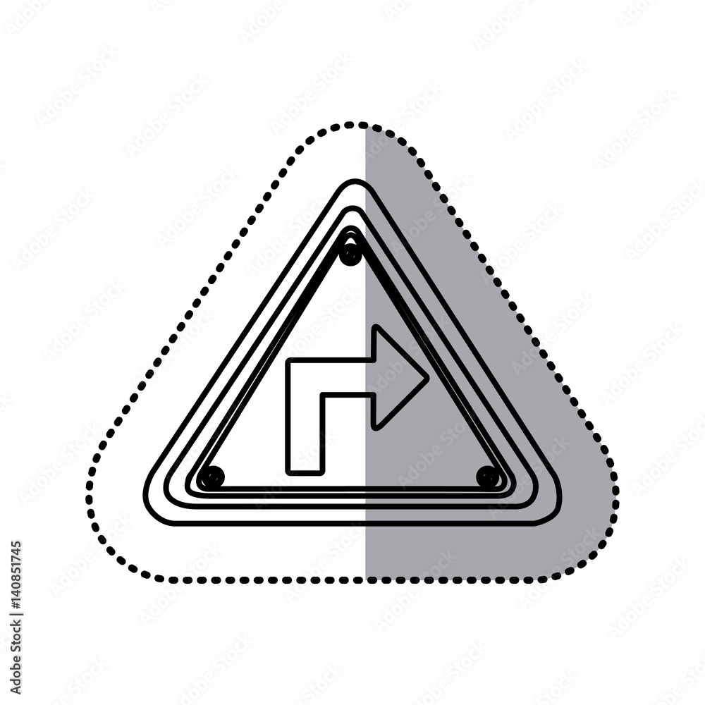 sticker silhouette triangle frame turn right traffic sign vector illustration sticker silhouette triangle frame turn right traffic sign vector illustration