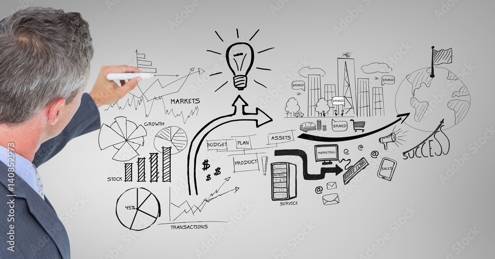 Businessman looking at business plan concept Businessman looking at business plan concept