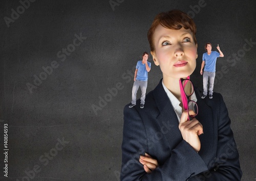 Businesswoman confused between being good or bad conscience