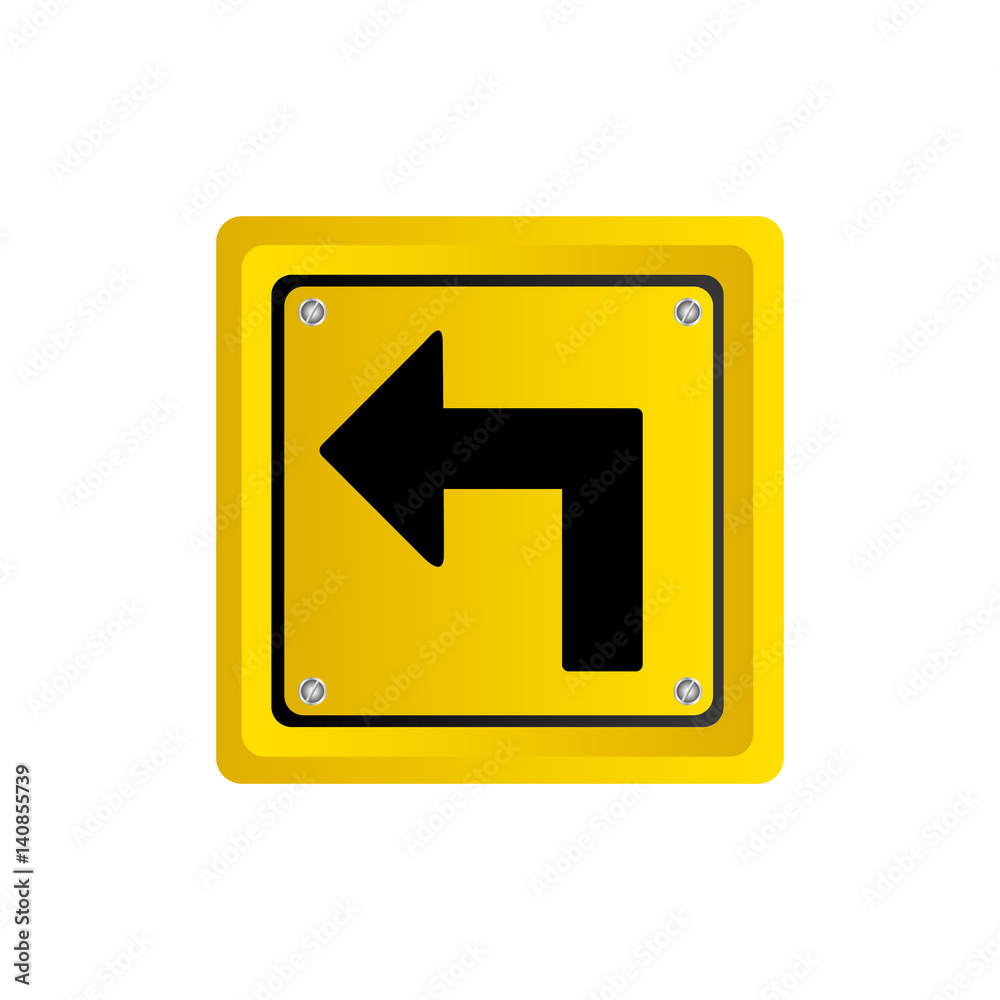 metallic realistic yellow square frame turn left traffic sign vector illustration metallic realistic yellow square frame turn left traffic sign vector illustration