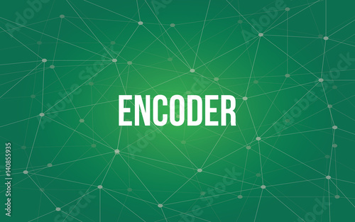 encoder white text illustration with green constellation as background photo