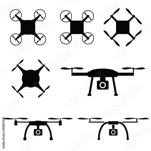 drone set in black color illustration
