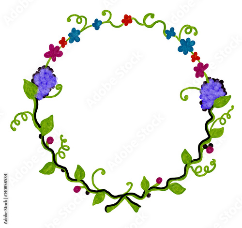 Wallpaper Mural Hand drawn colorful bright spring flower frame for greeting card, isolated illustration painted by oil color Torontodigital.ca