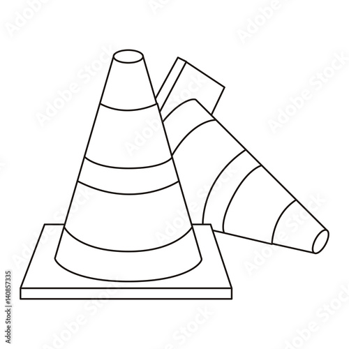 silhouette striped couple traffic cone fallen vector illustration