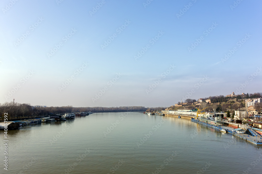 View to Belgrade from Branko's bridge over the river Sava 