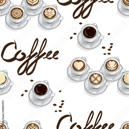 pattern food coffee cup latte graphic design illustrate objects background