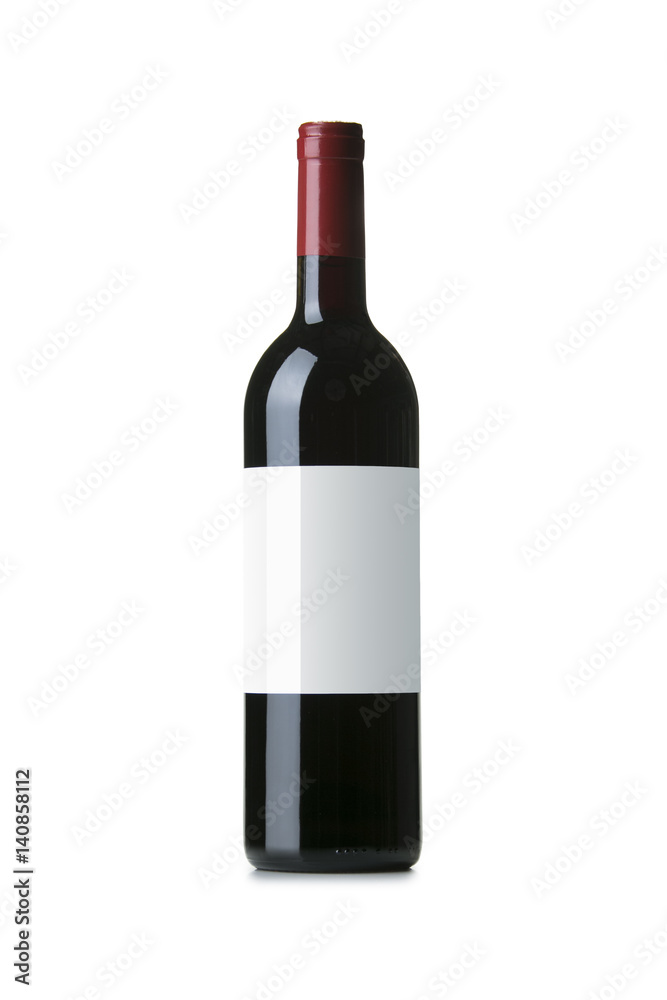 Red Wine on White Background with Blank Label