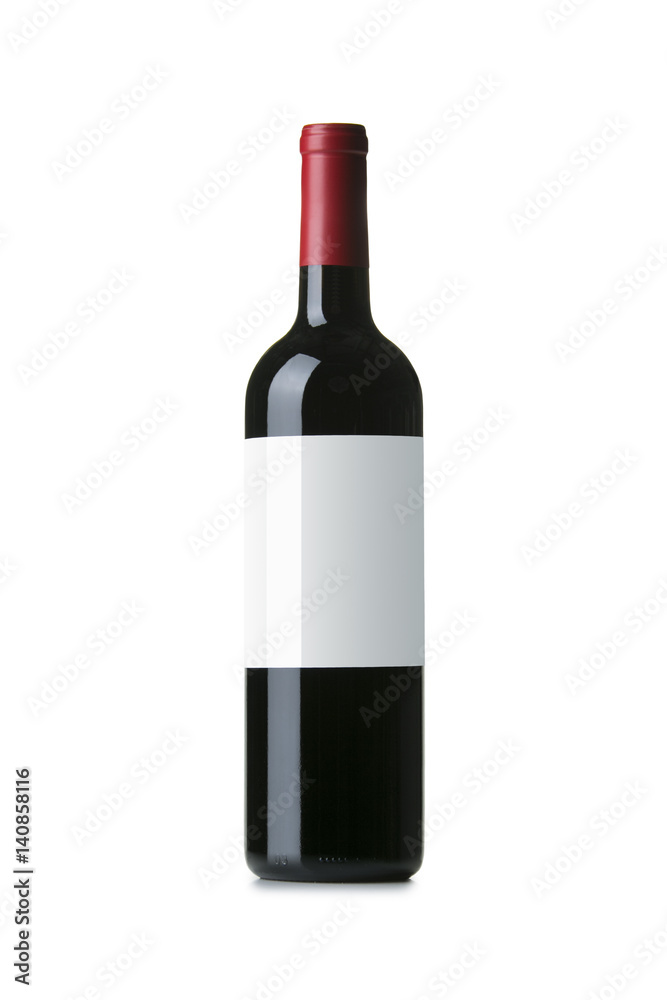 Red Wine on White Background with Blank Label Red Wine on White Background with Blank Label