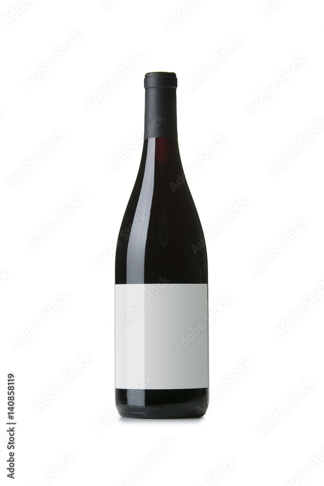 Red Wine on White Background with Blank Label Red Wine on White Background with Blank Label