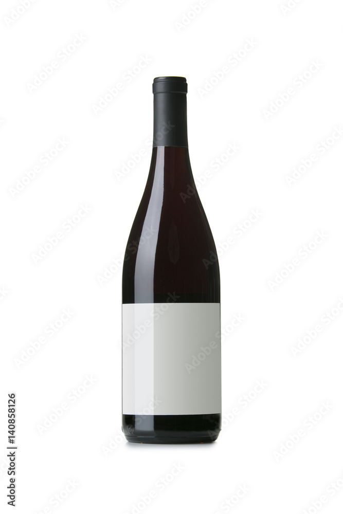 Red Wine on White Background with Blank Label