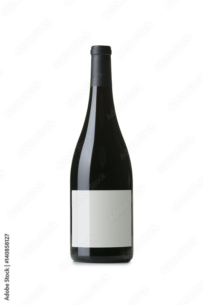 Red Wine on White Background with Blank Label Red Wine on White Background with Blank Label