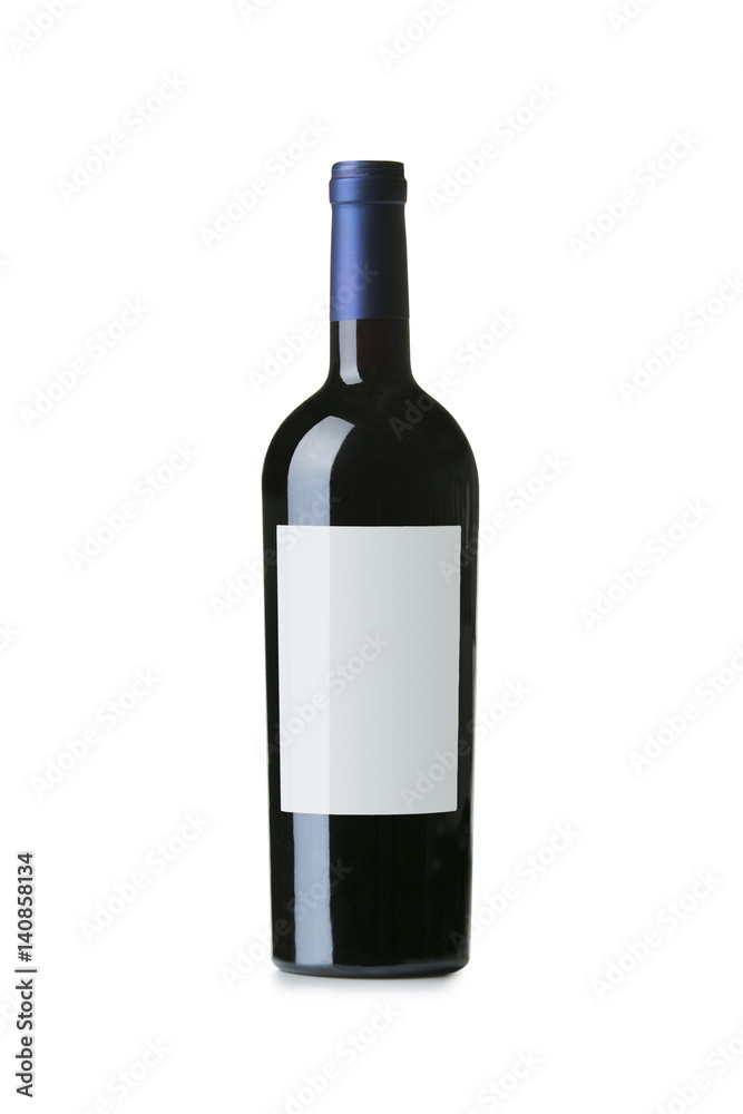 Red Wine on White Background with Blank Label Red Wine on White Background with Blank Label
