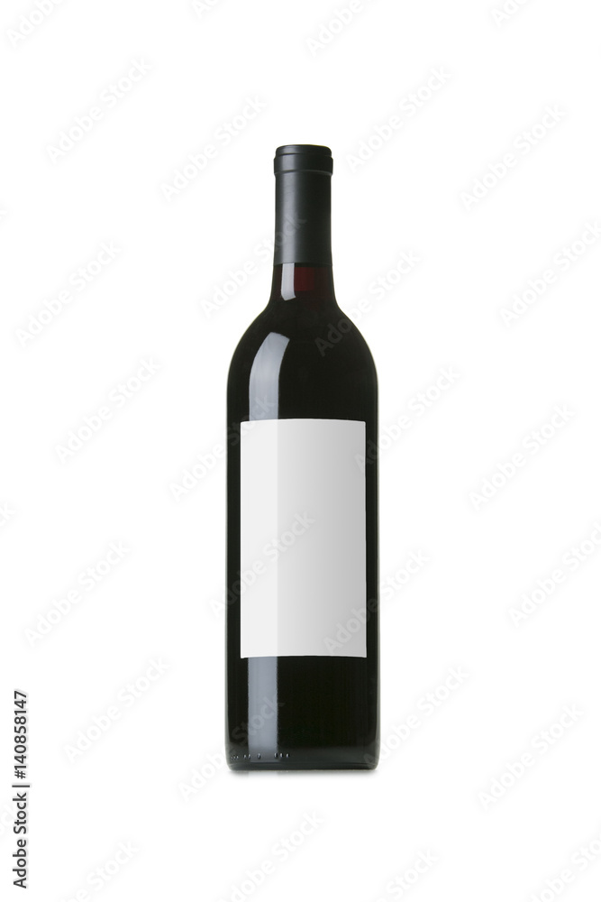 Red Wine on White Background with Blank Label Red Wine on White Background with Blank Label