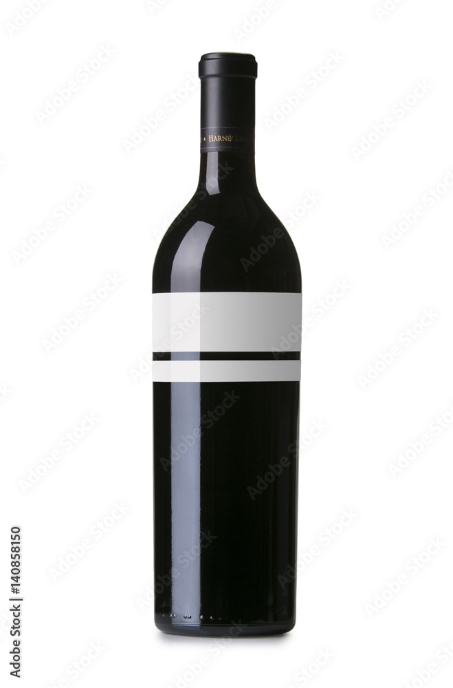 Red Wine on White Background with Blank Label Red Wine on White Background with Blank Label