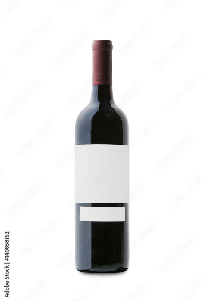 Red Wine on White Background with Blank Label