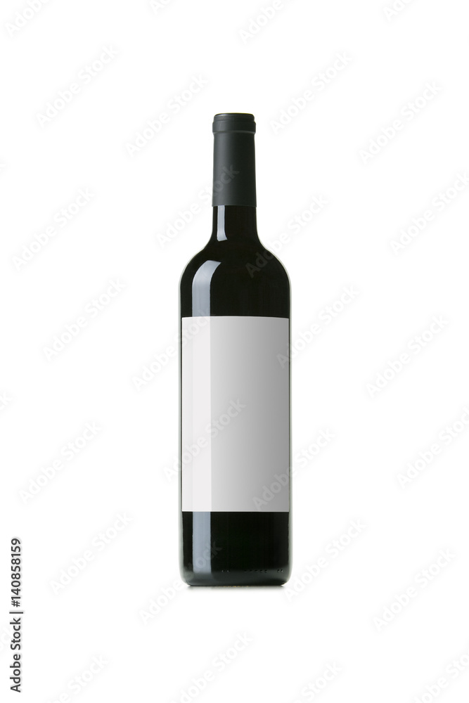 Red Wine on White Background with Blank Label Red Wine on White Background with Blank Label