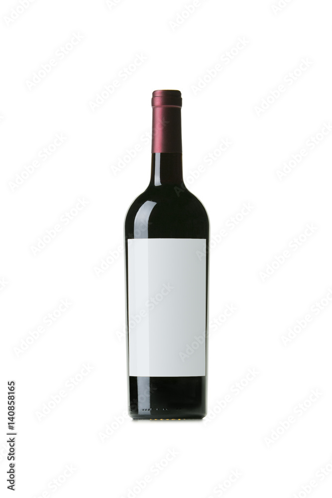 Red Wine on White Background with Blank Label Red Wine on White Background with Blank Label