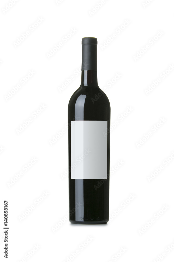 Red Wine on White Background with Blank Label Red Wine on White Background with Blank Label