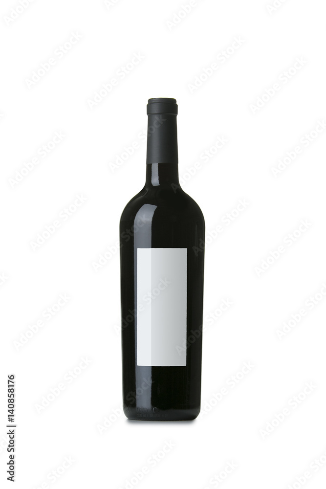 Red Wine on White Background with Blank Label Red Wine on White Background with Blank Label