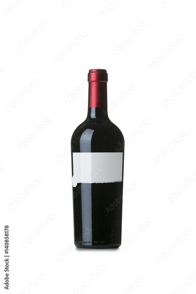 Red Wine on White Background with Blank Label Red Wine on White Background with Blank Label