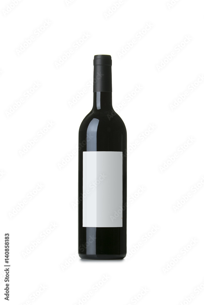 Red Wine on White Background with Blank Label Red Wine on White Background with Blank Label