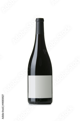 Red Wine on White Background with Blank Label