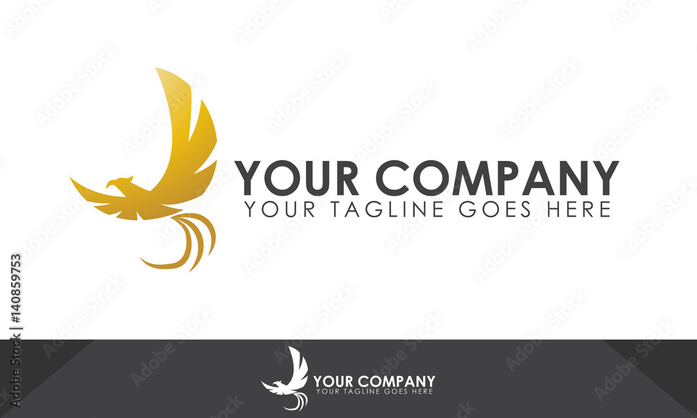 Obraz premium Golden phoenix bird logo design for modern business identity