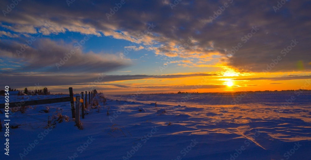 Winter Sunrise on the Prairies 