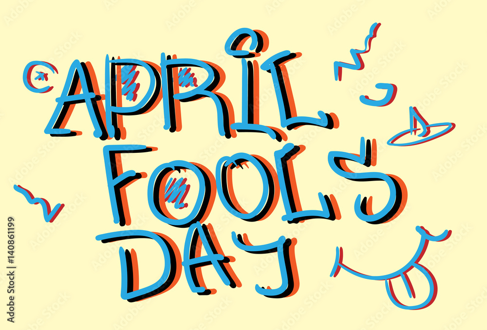 First April Fool Day Happy Holiday Greeting Card Flat Vector Illustration