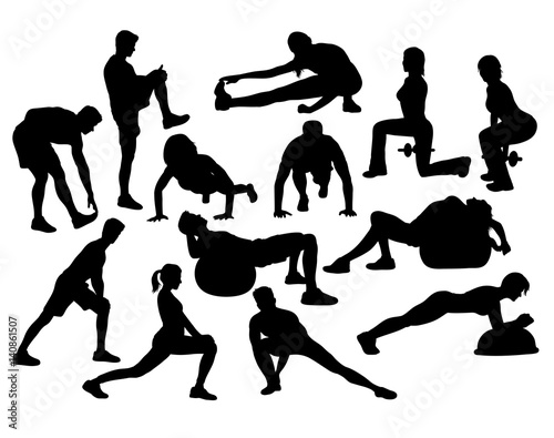 Woman Doing Exercises, art vector silhouette design