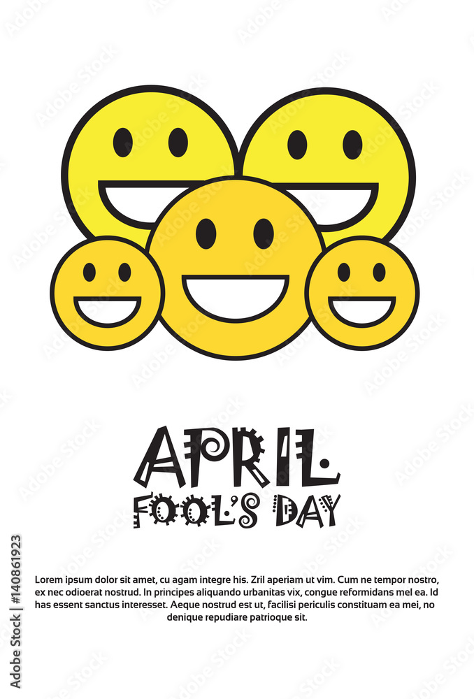 Smiling Face First April Fool Day Happy Holiday Greeting Card Flat Vector Illustration Smiling Face First April Fool Day Happy Holiday Greeting Card Flat Vector Illustration