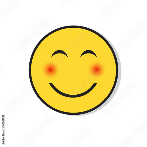 Yellow Smiling Face Shy Positive People Emotion Icon Flat Vector Illustration