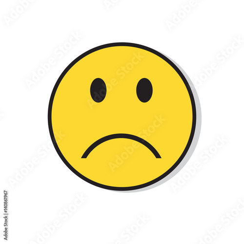 Yellow Sad Face Negative People Emotion Icon Flat Vector Illustration