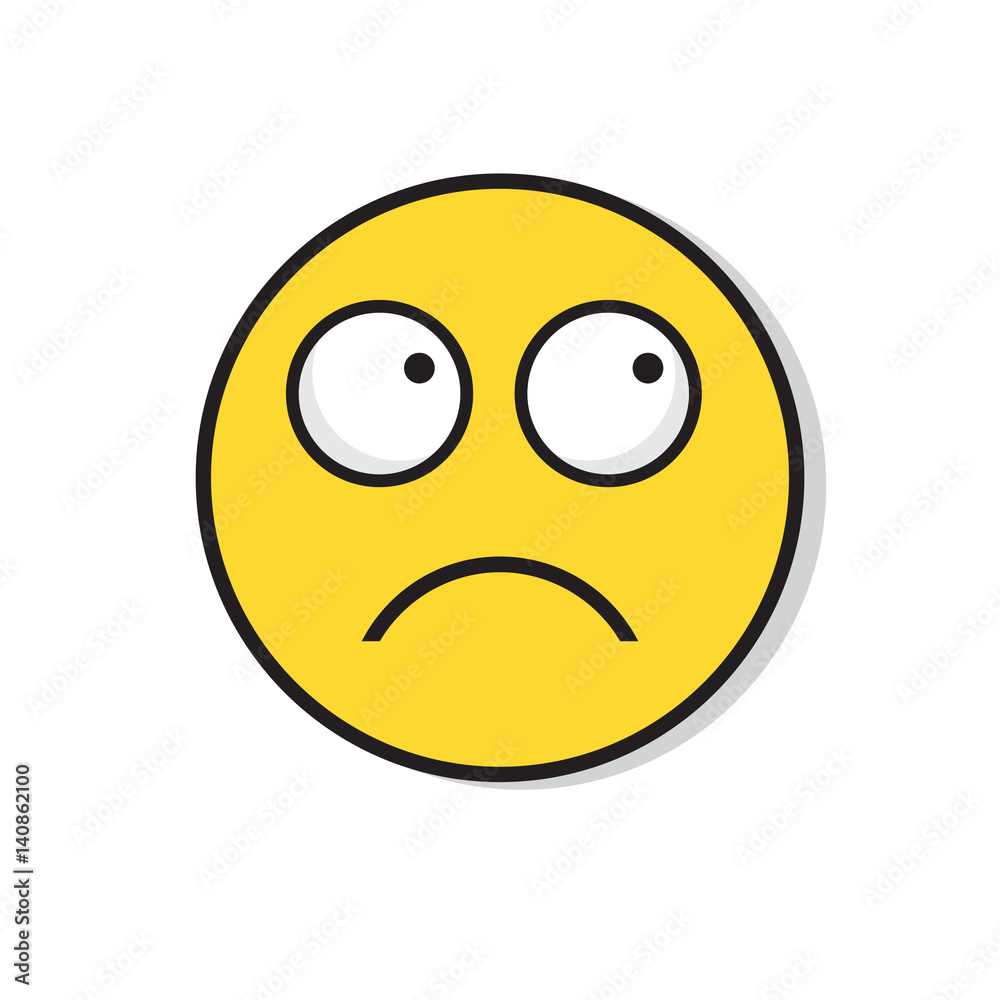 Yellow Sad Face Negative People Emotion Icon Flat Vector Illustration