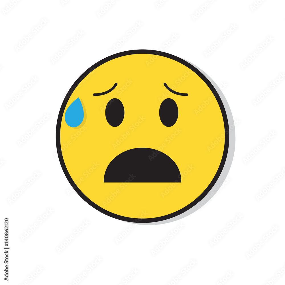 Fototapeta premium Yellow Sad Face Shocked Negative People Emotion Icon Flat Vector Illustration