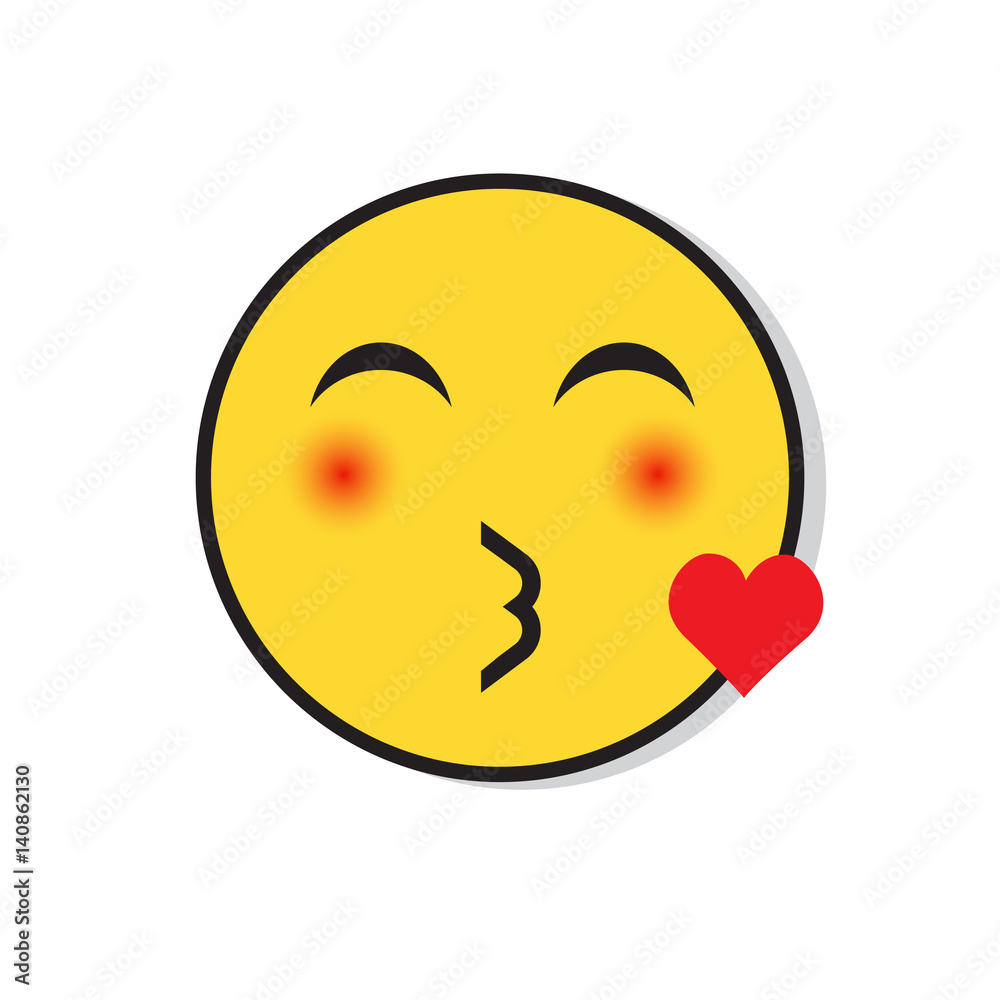 Yellow Smiling Face Sending Blow Kiss Positive People Emotion Icon Flat Vector Illustration Yellow Smiling Face Sending Blow Kiss Positive People Emotion Icon Flat Vector Illustration