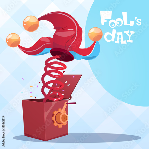 First April Fool Day Happy Holiday Greeting Card Flat Vector Illustration