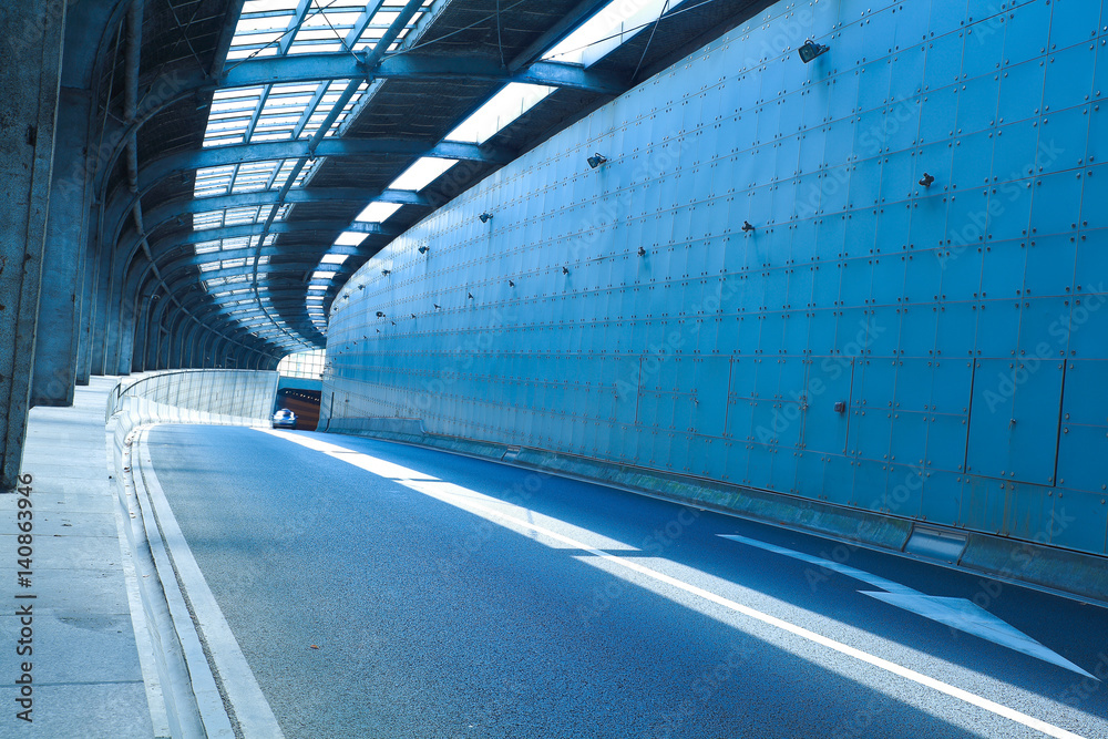 Tunnel inside of empty road surface floor Tunnel inside of empty road surface floor