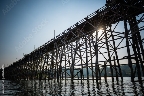 Wallpaper Mural Wooded bridge over the river (Mon Bridge) in Sangkhlaburi District, Kanchanaburi, Thailand. And is a major tourist attraction of Thailand Torontodigital.ca