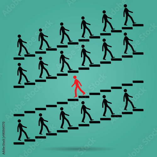 The red ones go in the opposite direction of many black people : Be different or unique concept design vector illustration art