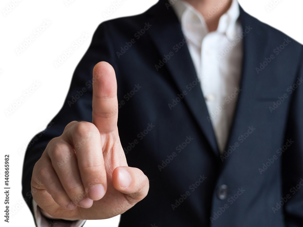 businessman touching and select concept, isolated on white background businessman touching and select concept, isolated on white background