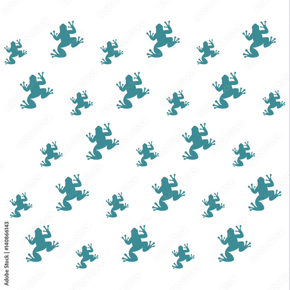 toad frog, green background pattern, vector animal in flat