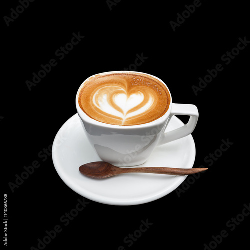 latte art coffee on black background