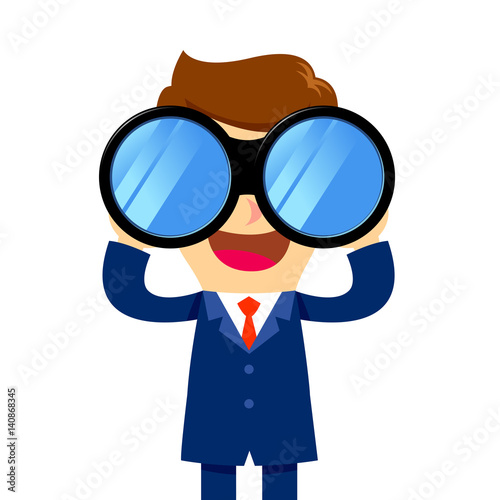Businessman looking through binocular