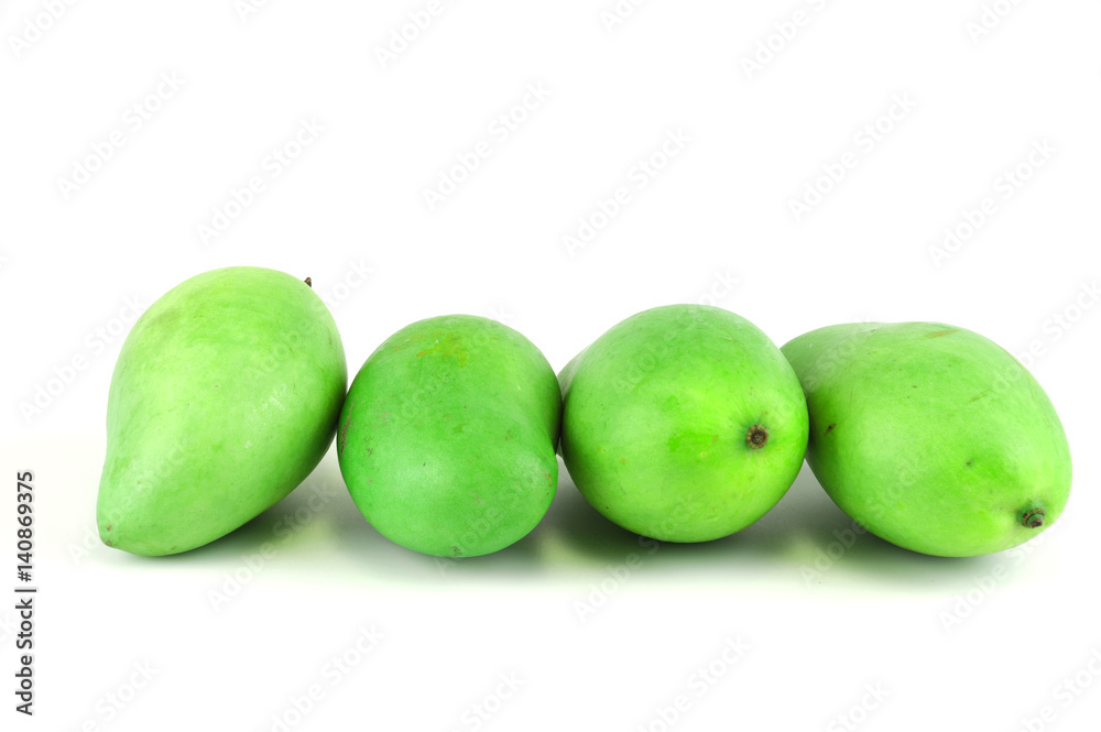 fresh green mango isolated on white background fresh green mango isolated on white background
