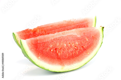 sliced fresh watermelon isolated on white background