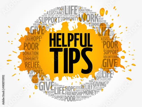 Helpful Tips word cloud collage, concept background