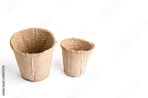 Peat pot for seedling it is isolated on a white background