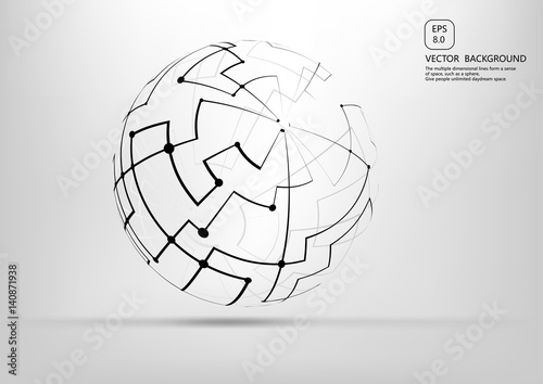 Points and curves spherical wireframes and technical abstract illustrations